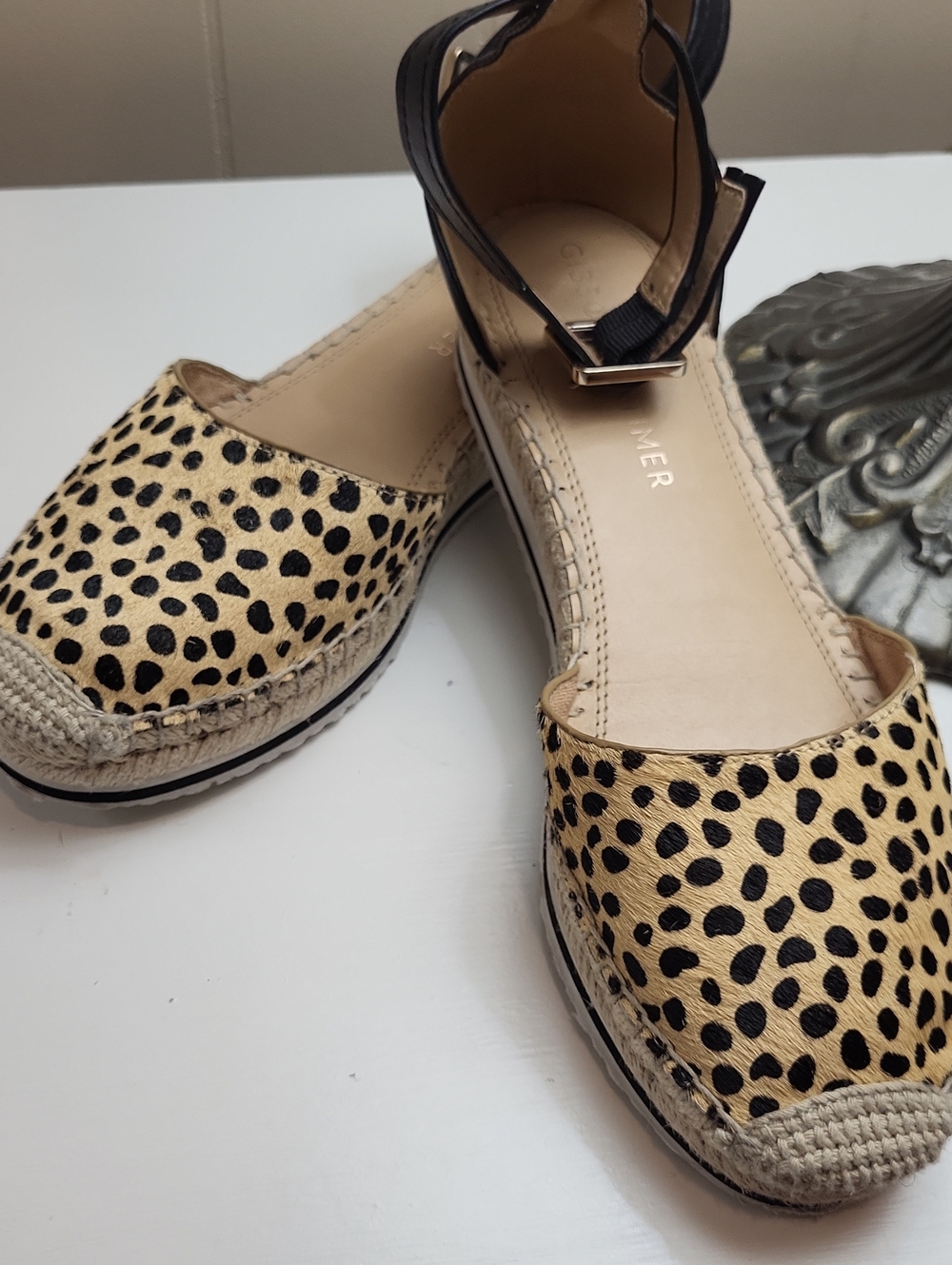 Gibson Latimer Leopard Print Espadrille Flats in Tan and Black